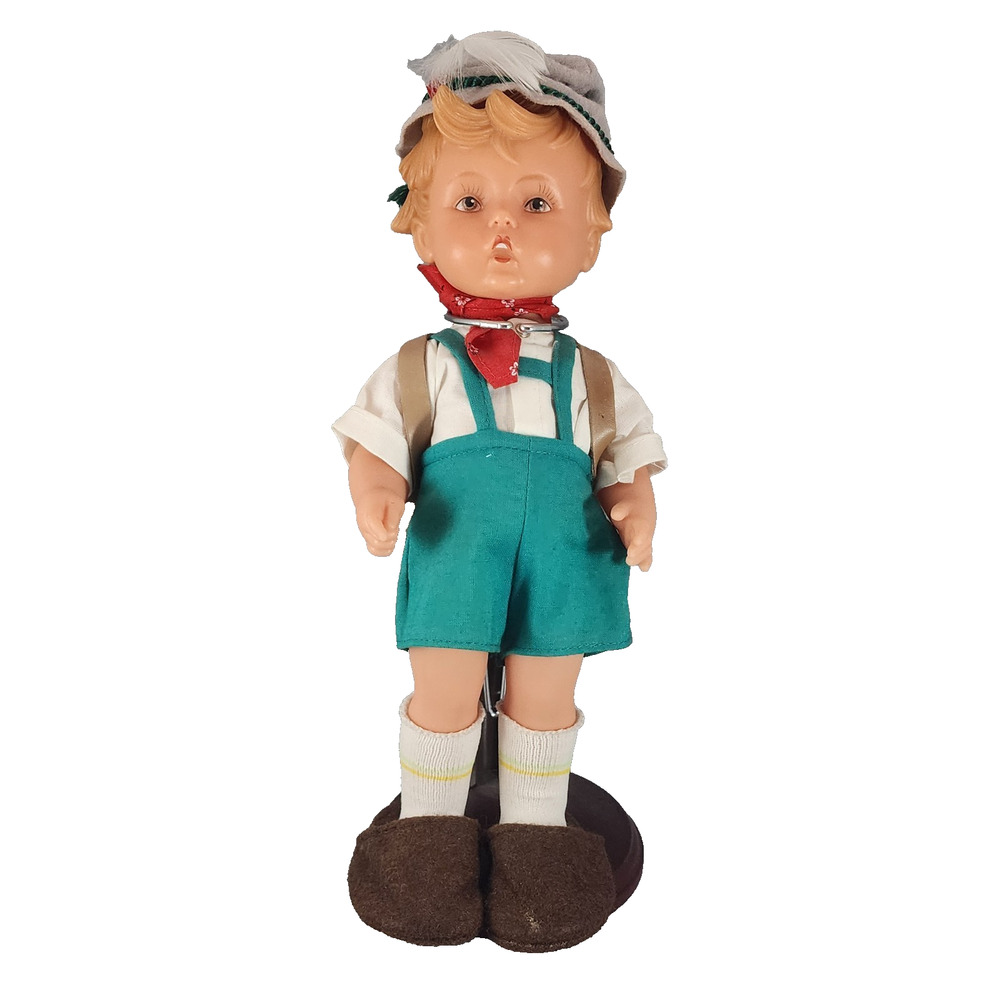 M.J. Hummel Engel Peterle School Boy Vinyl Doll 12" w/Stand